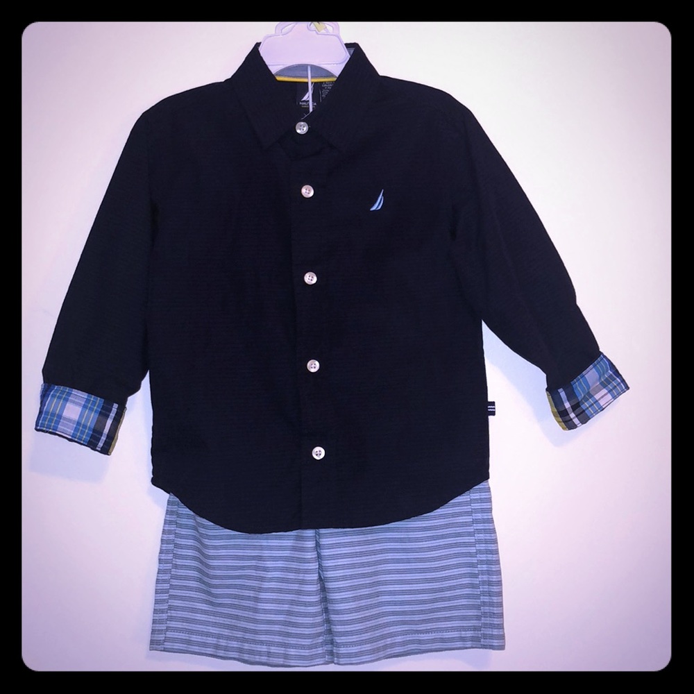 Boys 3T Nautica button down shirt and shorts set